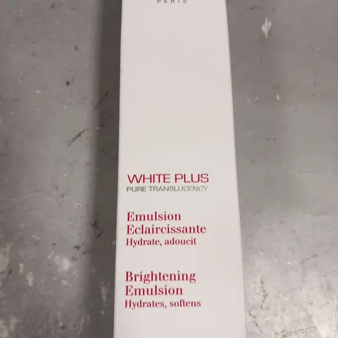 BOXED CLARINS WHITE PLUS BRIGHTENING EMULSION 75ML