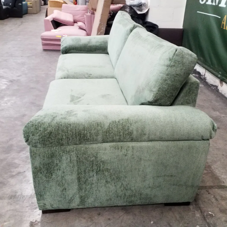 QUALITY DESIGNER SALERNO STANDARD 4 SEATER SOFA - OLIVE GREEN FABRIC