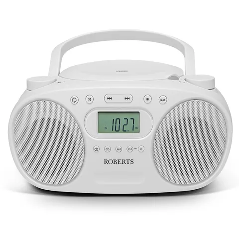 ROBERTS ZOOMBOX FM/AM RADIO WITH CD PLAYER WHITE