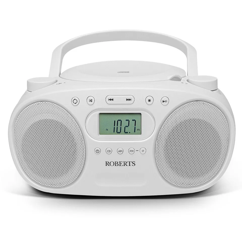 ROBERTS ZOOMBOX FM/AM RADIO WITH CD PLAYER WHITE