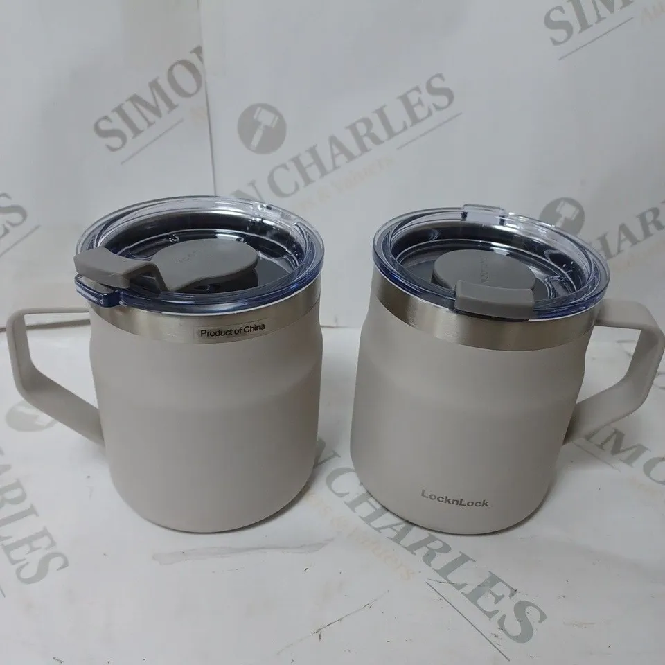 BOXED LOCK & LOCK SET OF INSULATED STAINLESS STEEL MUGS - OFF WHITE