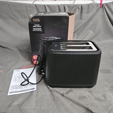 BOXED 2-SLICE RIBBED TOASTER IN BLACK