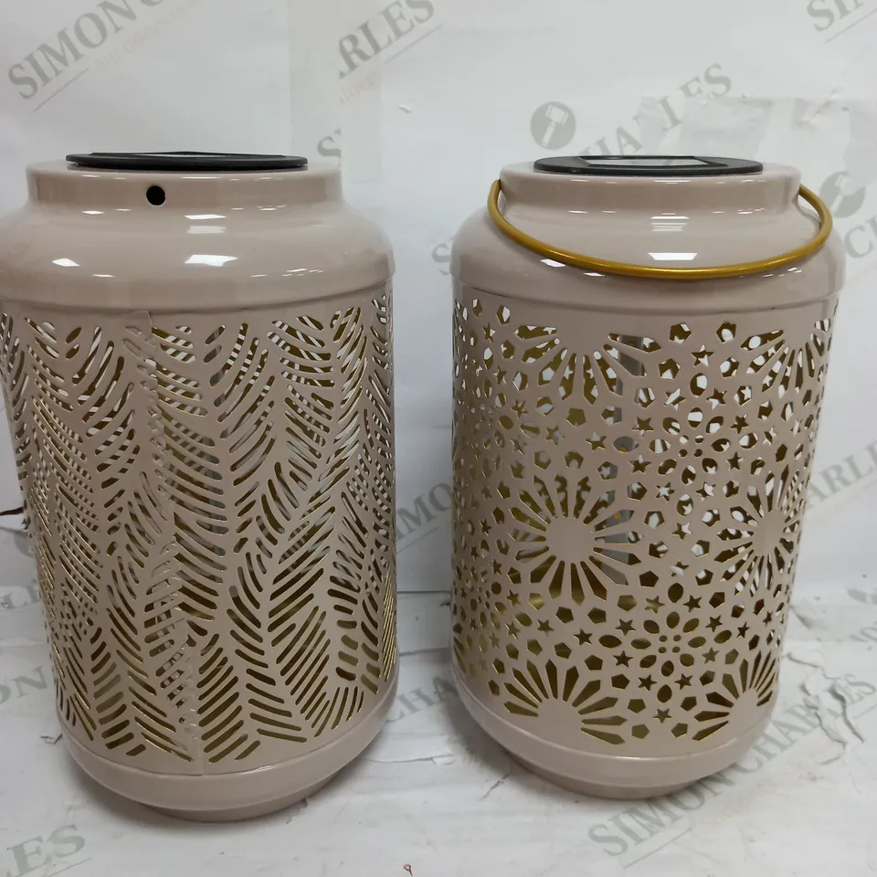 GARDEN REFLECTIONS SET OF 2 PATTERNED SOLAR LANTERNS