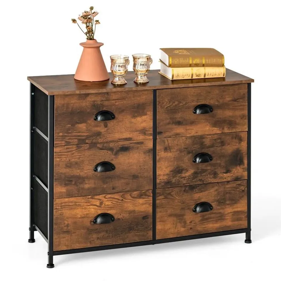 BOXED HENSEL 6 DRAWER 80CM W DOUBLE DRESSER (1 BOX)