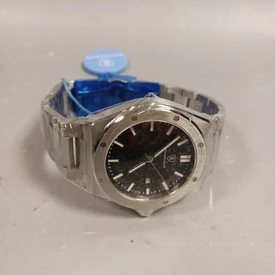 MENS BERNARD REINHARDT WATCH – BLACK DIAL – 316 STAINLESS STEEL CASE & STRAP – SWISS MOVEMENT