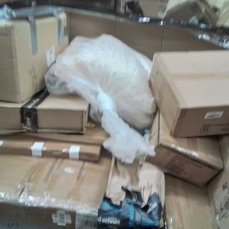 PALLET OF ASSORTED HOUSEHOLD GOODS AND PRODUCTS TO INCLUDE;RELAX MATTRESS,TOILET SEAT,VIBRATION PLATE