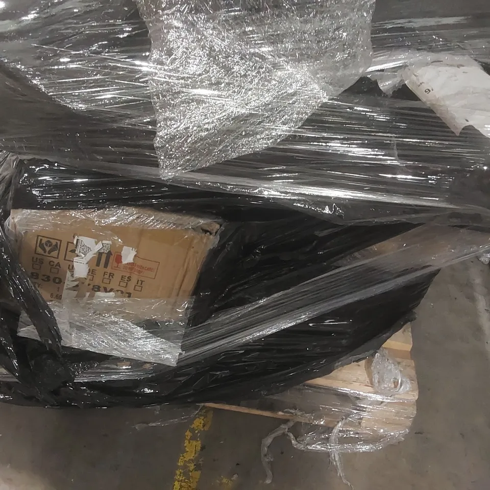 PALLET CONTAINING A VERY LARGE QUANTITY OF ASSORTED ITEMS INCLUDING: OVERDOOR SHOE RACK, FURNITURE PARTS, WALLPAPER ECT