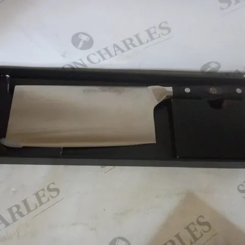 CAI DIAO BUTCHERS KNIFE - SILVER - BLACK HANDLE