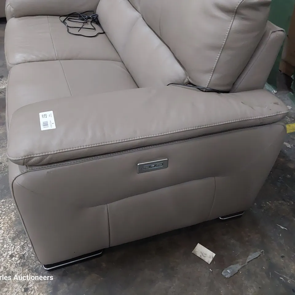 QUALITY ITALIAN DESIGNER GRADO POWER RECLINING TWO SEATER SOFA LIGHT GREY LEATHER