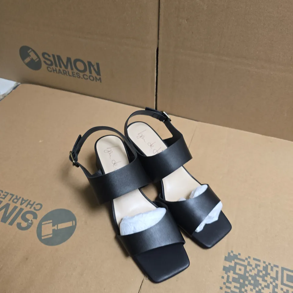 BEN DI LISI BLACK STRAPPY SANDALS, UK 6 – OPEN TOE, BLOCK HEEL