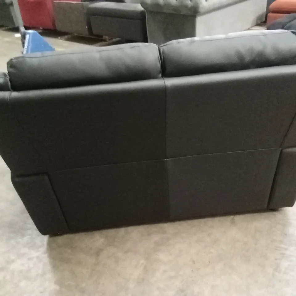 ALBION LUXURY FAUX LEATHER HIGH BACK 2 SEATER SOFA - BLACK RRP £519