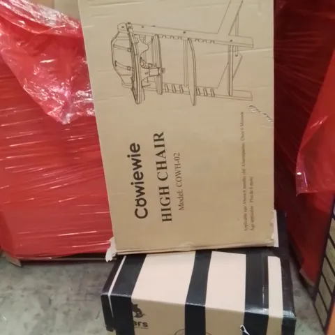 PALLET OF ASSORTED HOUSEHOLD GOODS AND PRODUCTS TO INCLUDE;SMART CAT LITTER BOX,HIGH CHAIR 