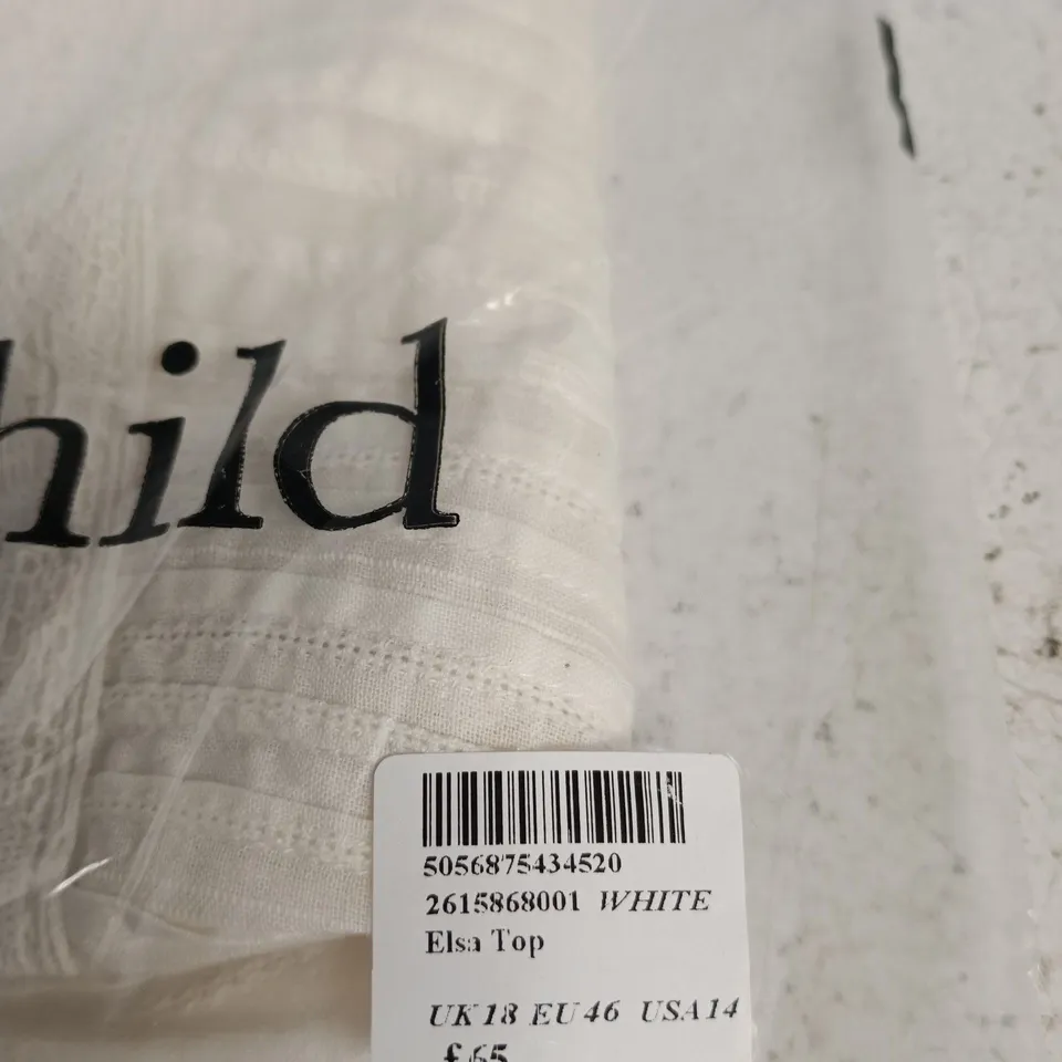 NOBODY'S CHILD ELSA TOP – WOMEN'S WHITE TOP, UK 18