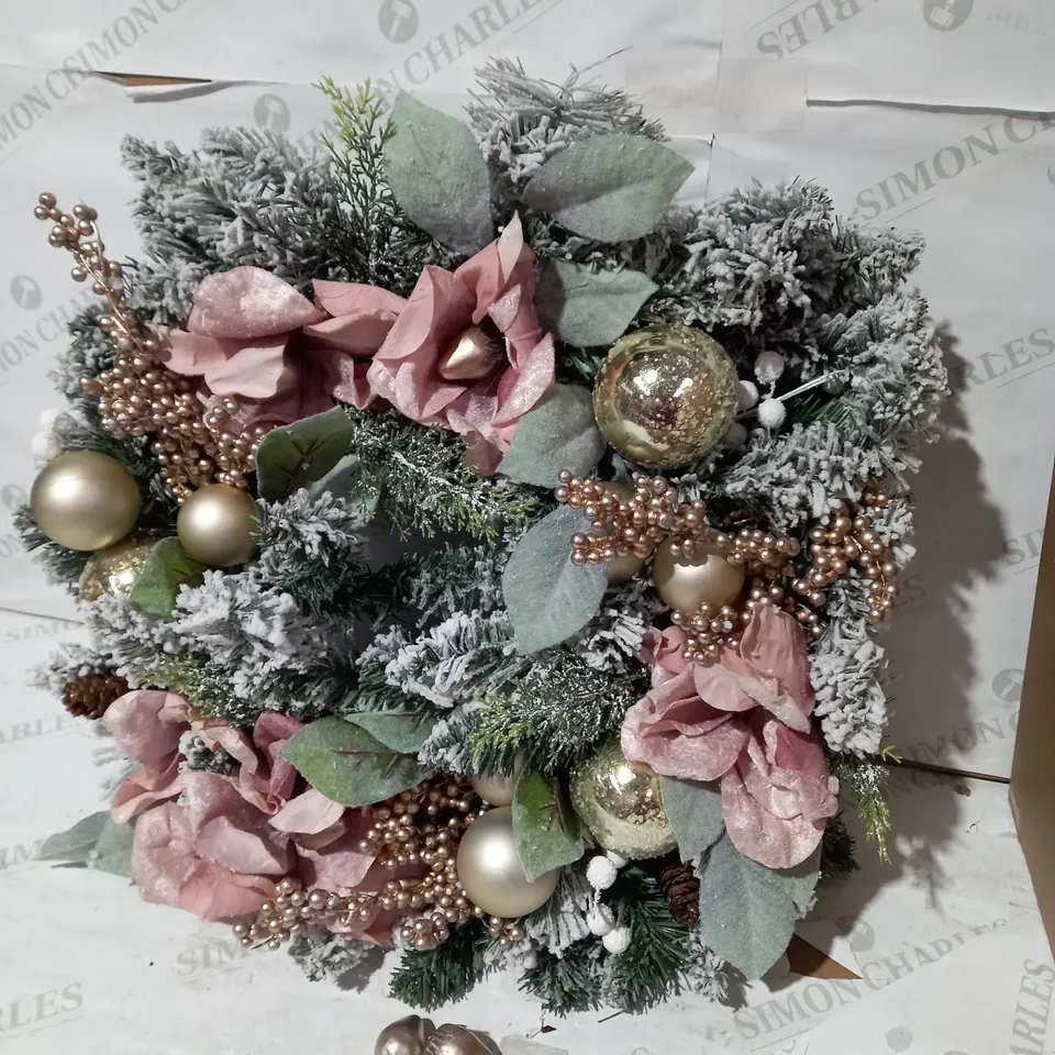 FROSTED ROSE PRE-LIT FESTIVE WREATH  RRP £42.99