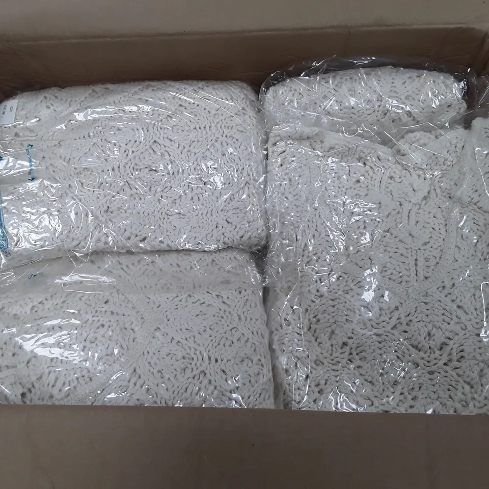 LOT OF APPROXIMATELY 20 CROCHET PULL JUMPERS IN CREAM - SIZE UNSPECIFIED 