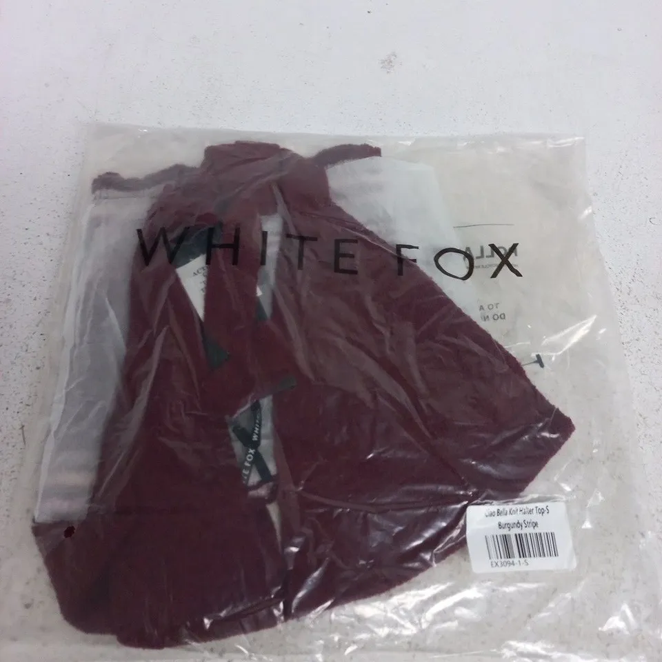 WHITE FOX CIAO BELLA KNIT HALTER TOP – BURGUNDY STRIPE, SIZE S