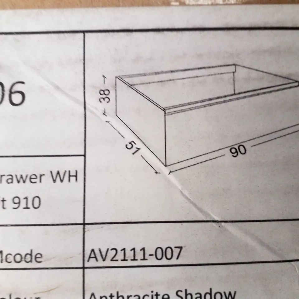 BOXED BRAND NEW CALYPSO ONETA SINGLE DRAWER WH VANITY UNIT 910 IN ANTHRACITE SHADOW - 980X380X600MM