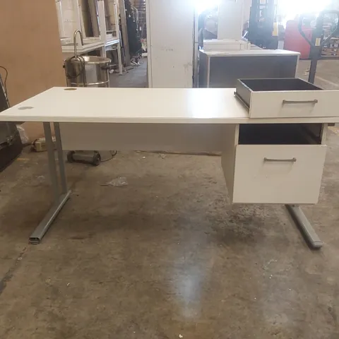 WHITE OFFICE DESK WITH INTEGRATED DRAWER