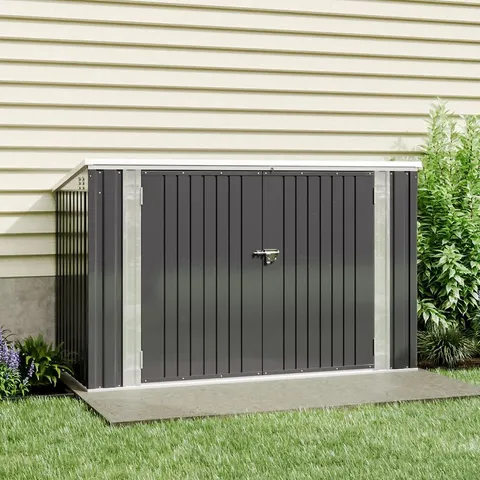 BOXED FISHERSVILLE 7FT W x 4FT D HEAVY DUTY BICYCLE STORAGE SHED - ANTHRACITE (2 BOXES)