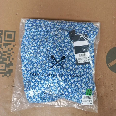 BAGGED CREW CLOTHING COMPANY FLORA SHORT SLEEVE JERSEY DRESS IN DAISY BLUE SIZE 12