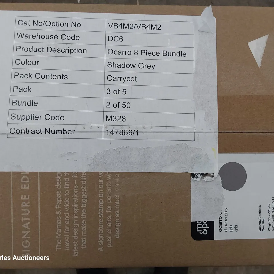 BOXED MAMAS & PAPAS OCARRO SHADOW GREY SIGNATURE EDITION PUSHCHAIR & CARRYCOT (2 BOXES)