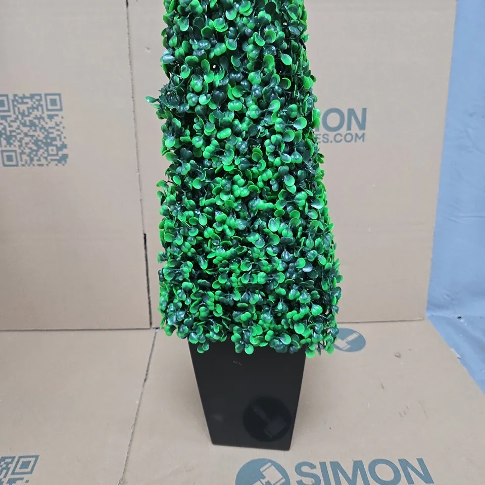 ARTIFICIAL TOPIARY TREE IN BLACK SQUARE PLANTER
