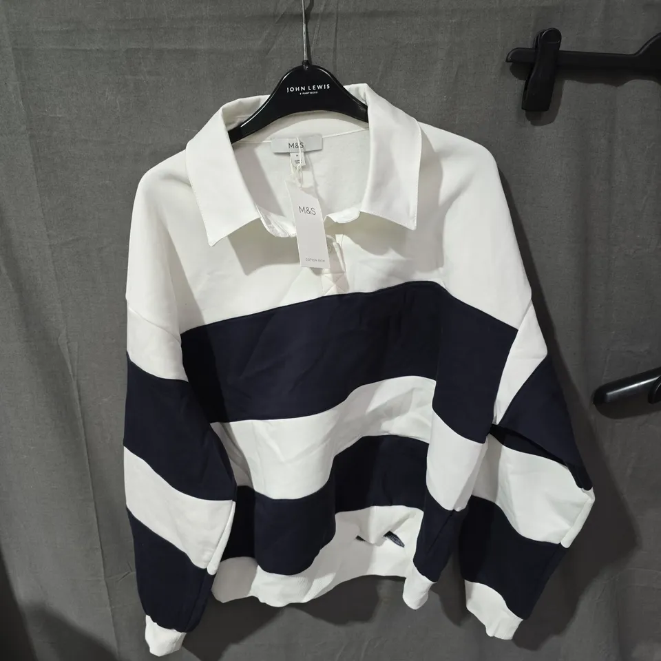 BOX OF APPROXIMATELY 25 CLOTHING ITEMS INCLUDING: BLUE JEANS, STRIPED SHIRT AND PINK POLKA DOT NIGHTWEAR