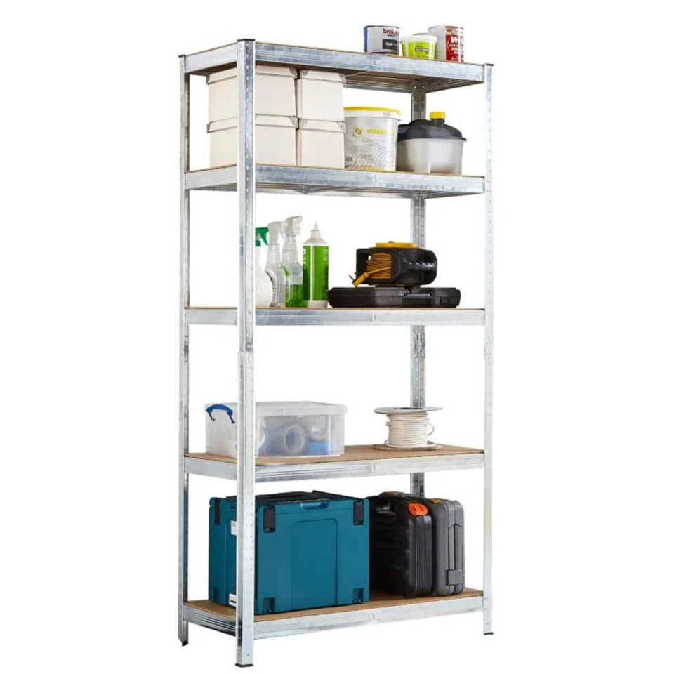 BOXED NEO 5-TIER EXTRA LARGE RACKING STORAGE SHELVING UNIT - GALVANISED (1 BOX)