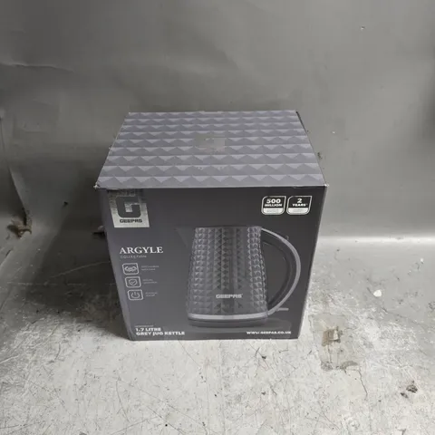 BOXED GEEPERS ARGYLE 1.7L GREY JUG KETTLE