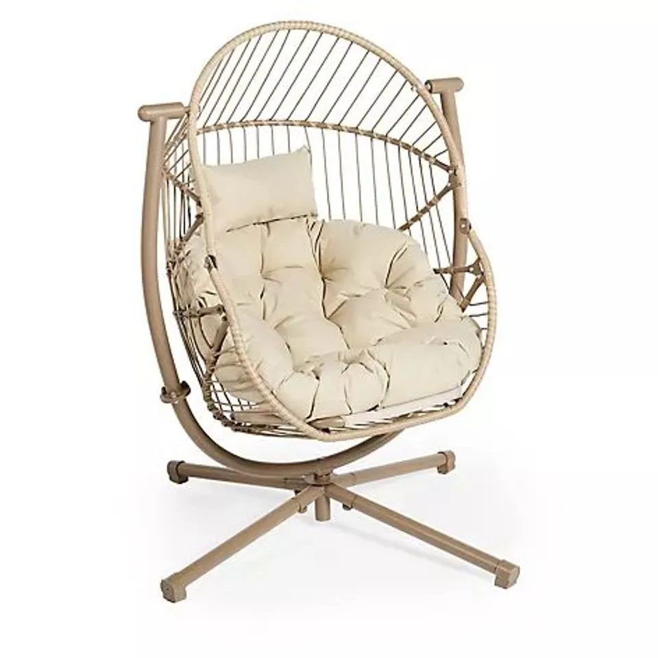 ADOBE INDOOR OUTDOOR ROCKING SWIVEL EGG CHAIR AND FOLDING BASKET