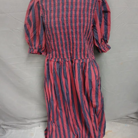 damson madder bluebelle midi dress in red/navy - 20