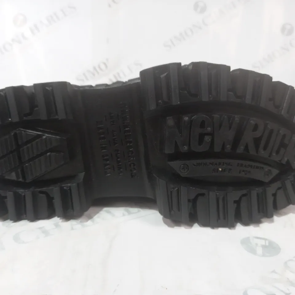 BOXED PAIR OF NEW ROCK BOOTS IN BLACK EU SIZE 36