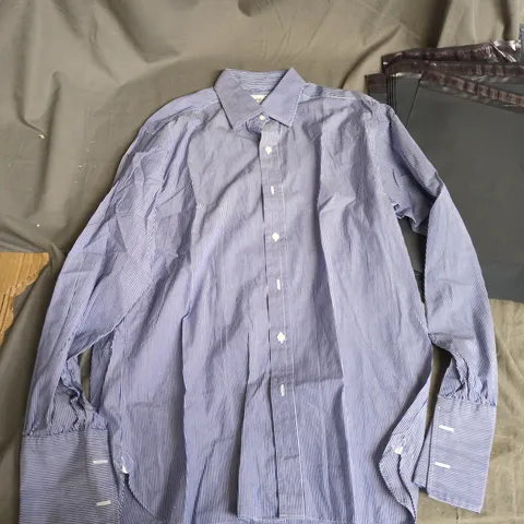 TURNBULL & ASSER SHIRT, UK SIZE 16-41CM, BLUE & WHITE STRIPE, MADE IN ENGLAND