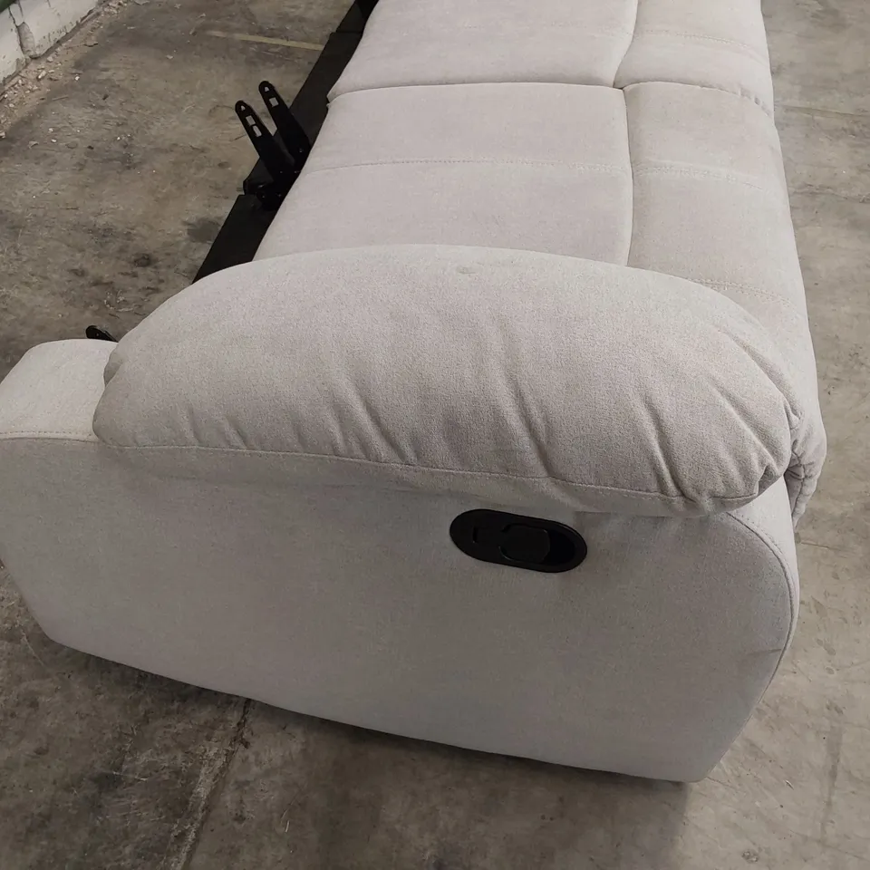 DESIGNER MANUAL RECLINING THREE SEATER BASE LIGHT GREY FABRIC 