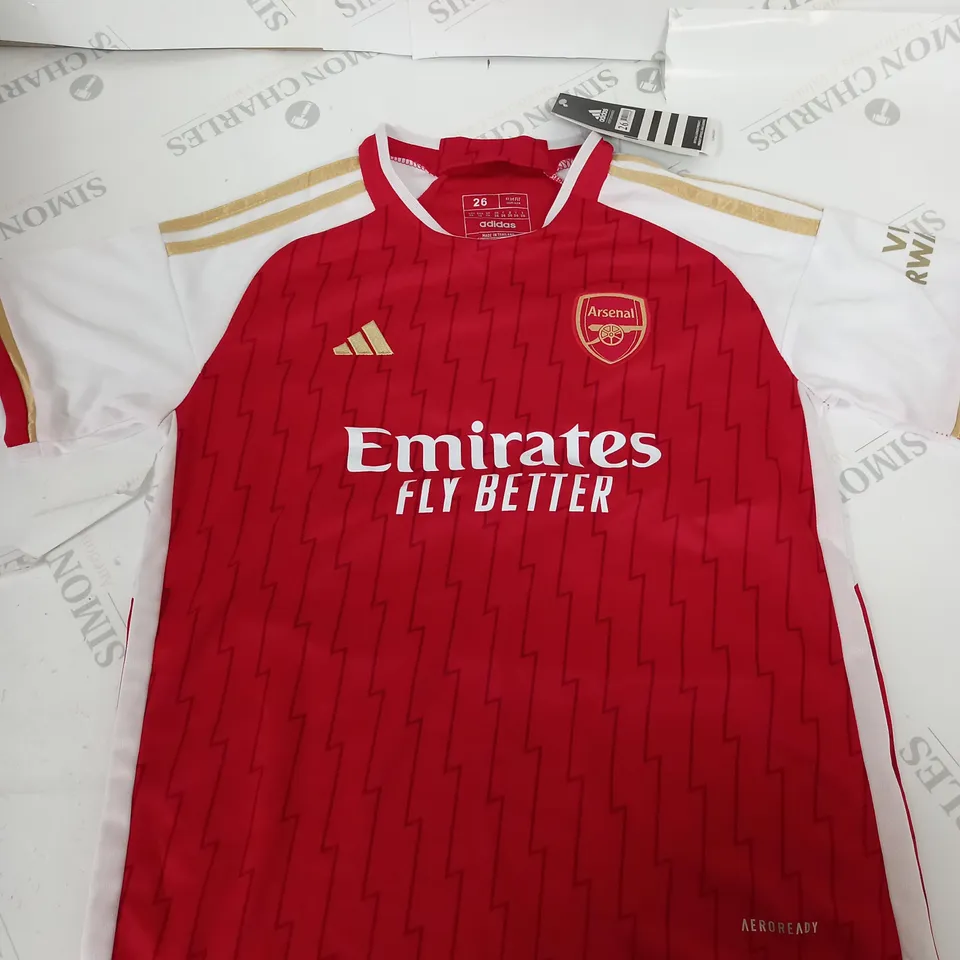 ARSENAL FC HOME SHIRT WITH MARTINELLI 11 SIZE 26