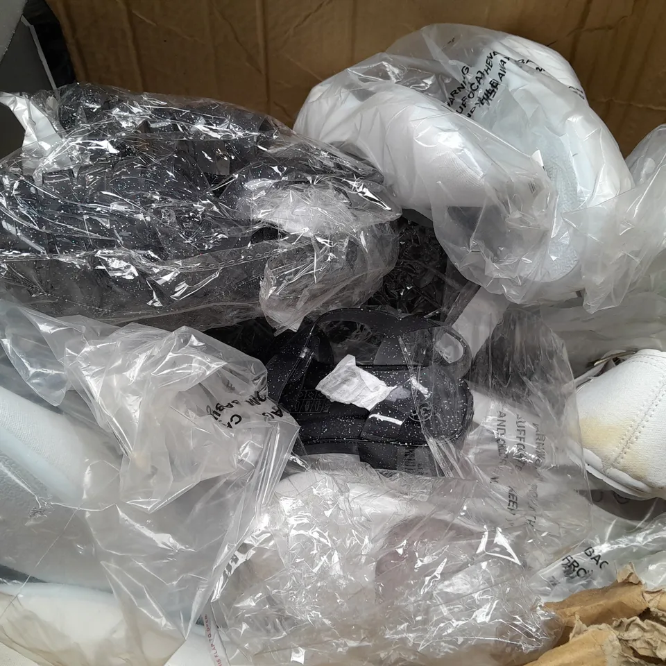 BOX OF APPROX 15 ASSORTED SHOES IN VARIOUS SIZES & COLOURS 