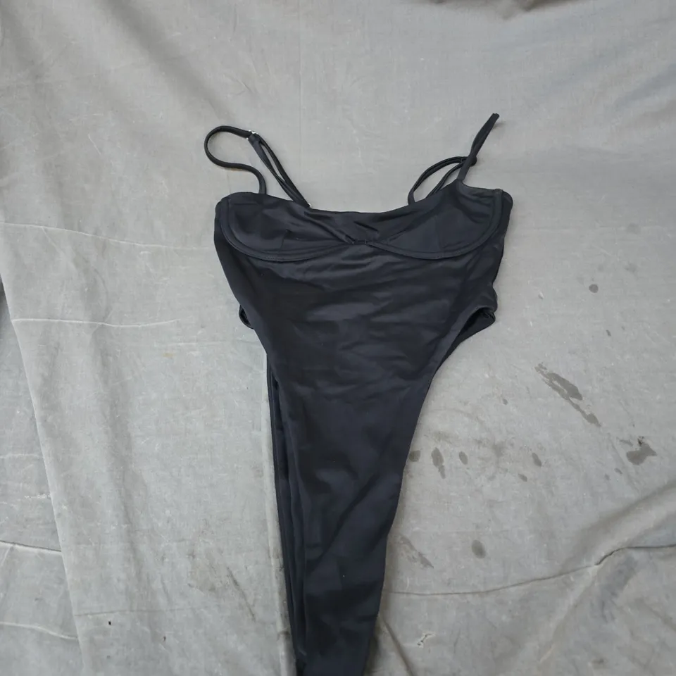 MARS THE LABEL HIGH LEG BODYSUIT IN BLACK SIZE 8