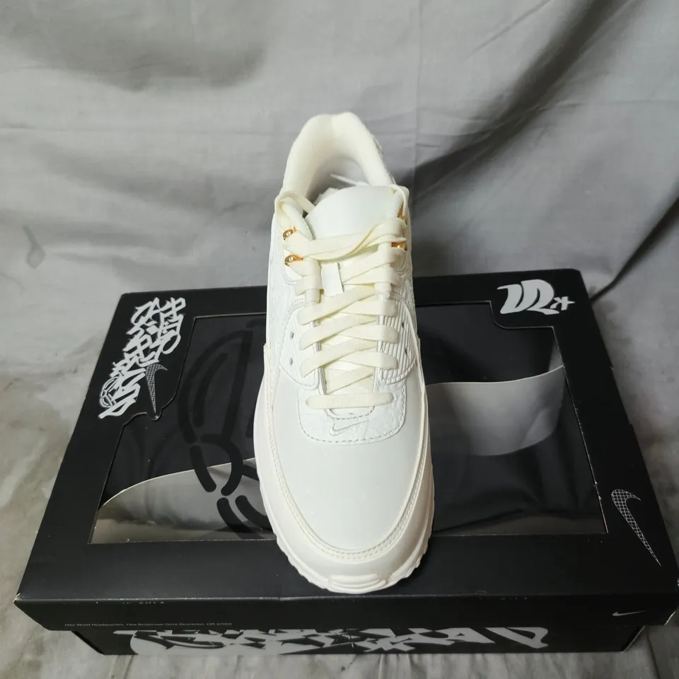NIKE AIR WHITE SNEAKERS ON ORIGINAL BOX – LOW-CUT, GOLD EYELETS UK SIZE 8