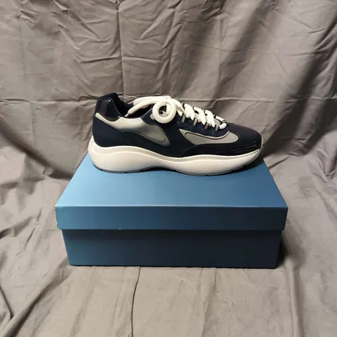 BOXED PAIR OF MEN'S NAVY AND BLUE CLEEN'S SHOES - SIZE 12.5