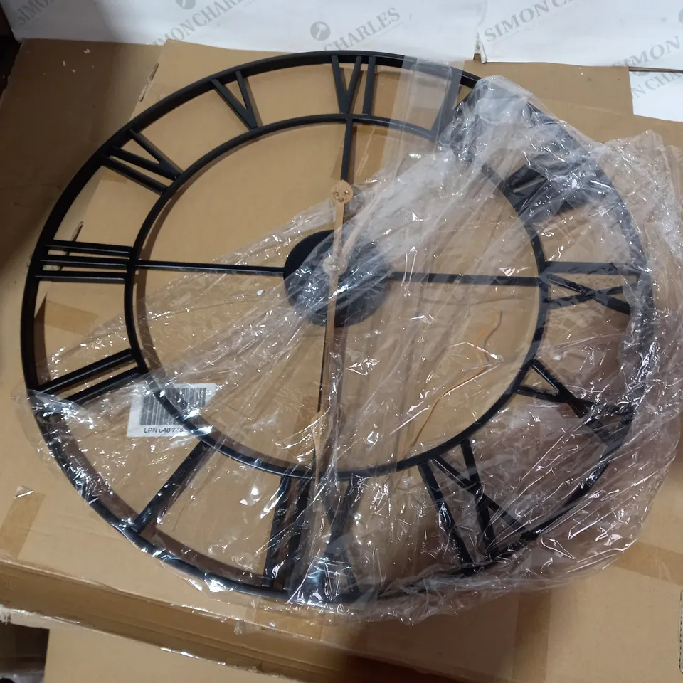 BOXED DESIGNER BLACK ROMAN NUMERALS WALL CLOCK