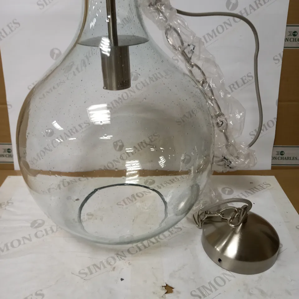 JOHN LEWIS SELSEY BLUE GLASS SHADE PENDANT LIGHT FITTING 