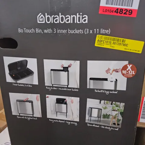 BOXED BRABANTIA BO TOUCH BIN 3 × 11 LITRES