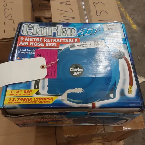 BOXED CLARKE CAR9PC 9M RETRACTABLE AIR HOSE REEL