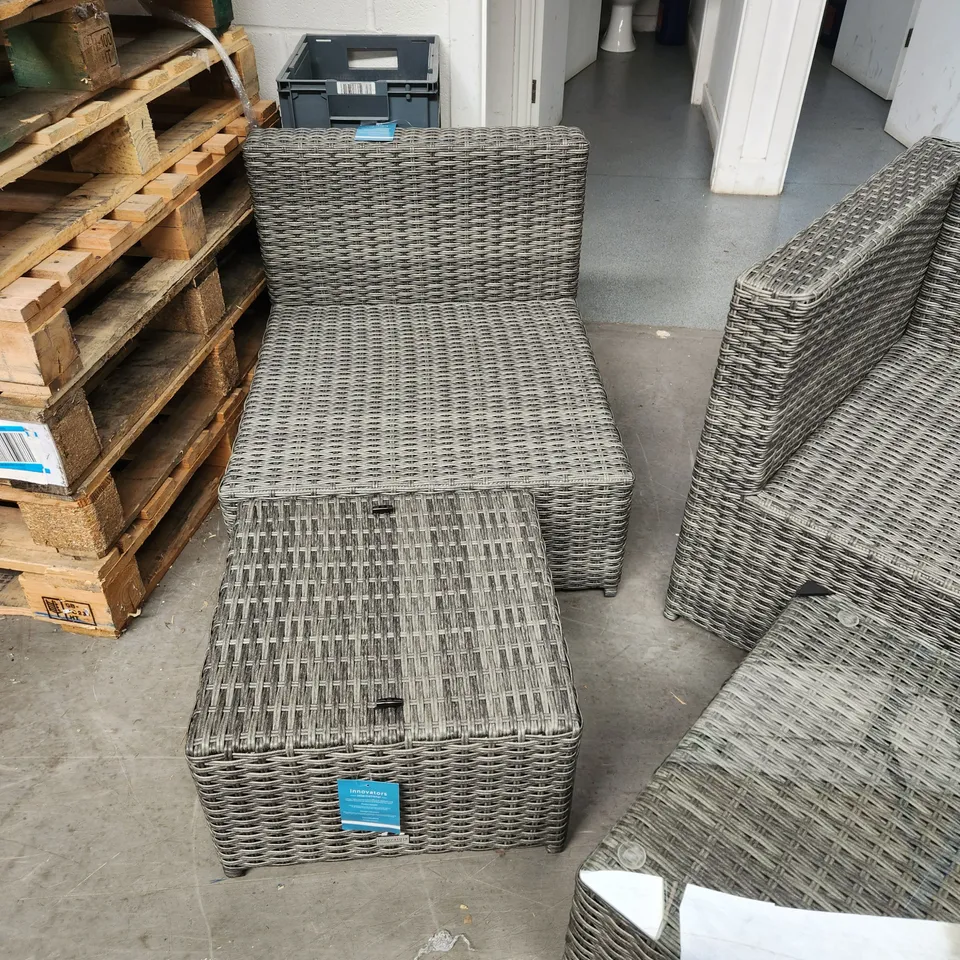 INNOVATORS SANTORINI RATTAN 6 PIECE HIDEAWAY GARDEN FURNITURE SET - COLLECTION ONLY (MISSING CUSHIONS)