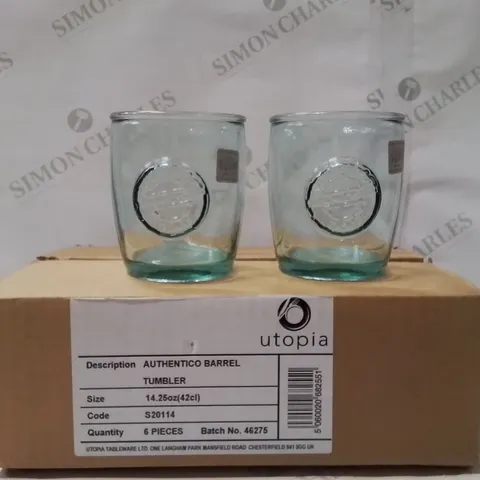 BOXED SET OF 6 AUTHENTICO BARREL TUMBLER SET OF 6