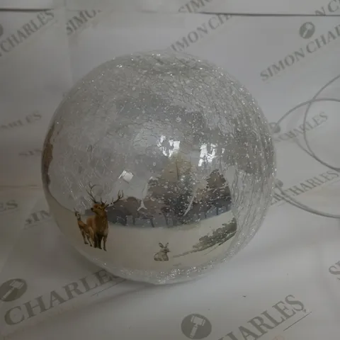 FESTIVE PRE-LIT SCENIC CRACKLE GLASS SPHERE