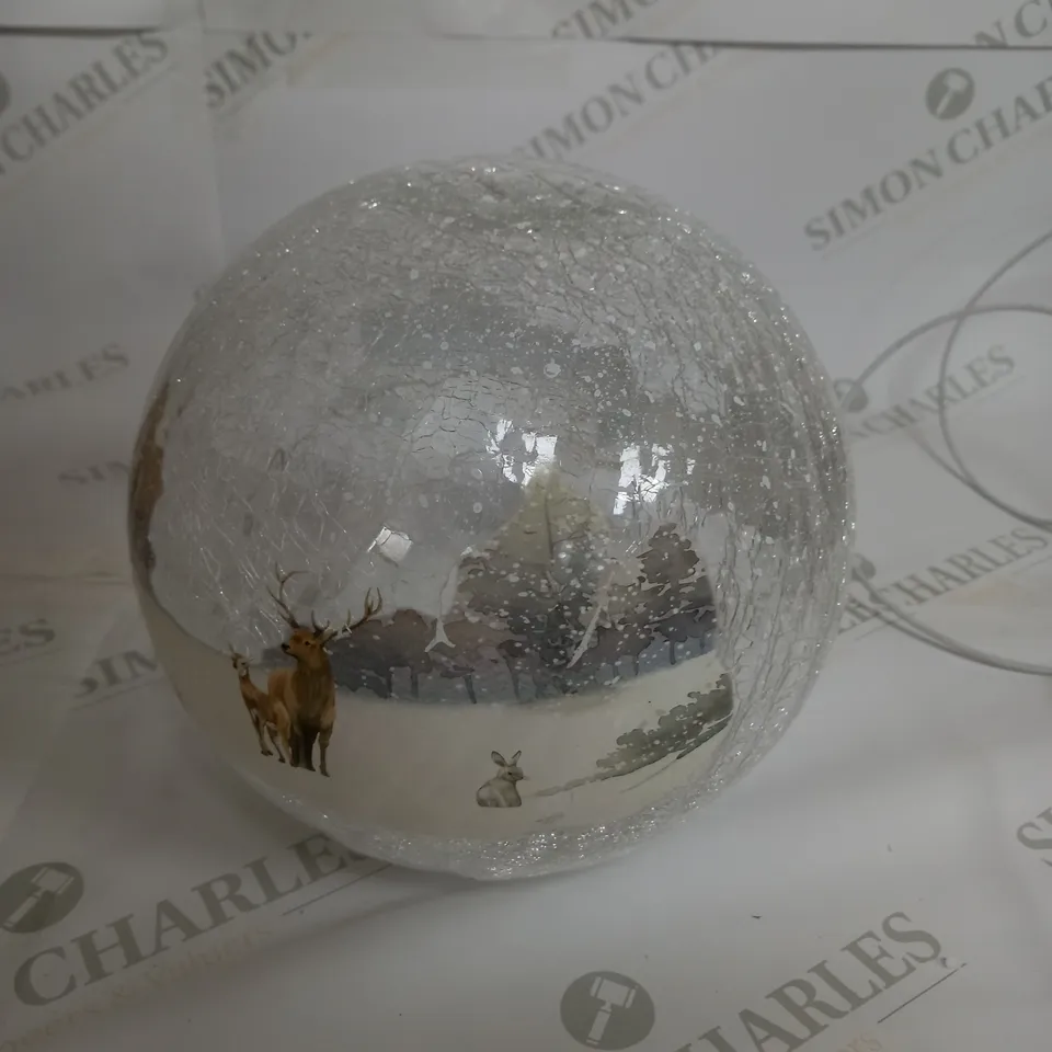 FESTIVE PRE-LIT SCENIC CRACKLE GLASS SPHERE