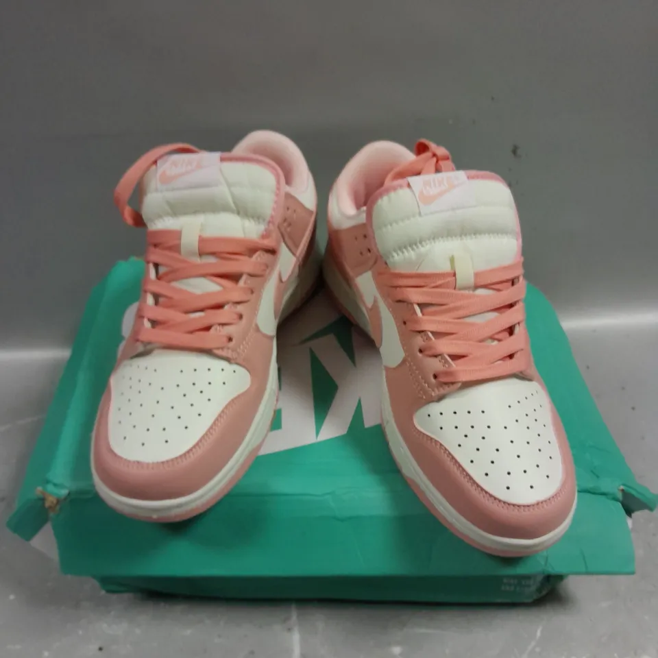 BOXED PAIR OF NIKE LACE UP TRAINERS IN PINK/WHITE - 4.5
