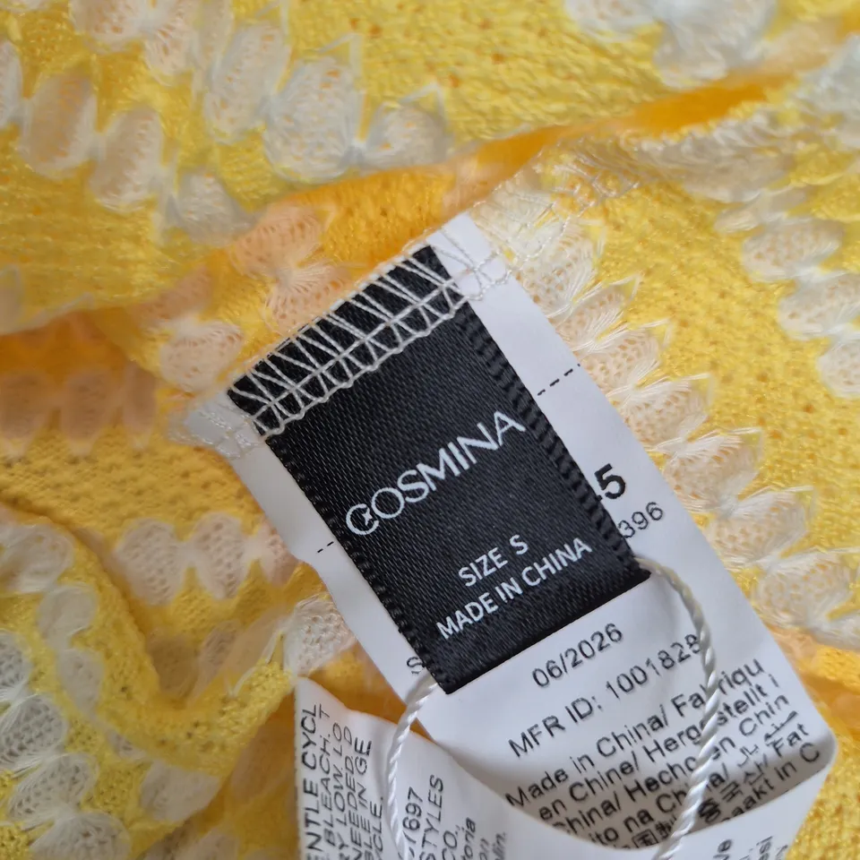 COSMINA YELLOW LACE KNIT DRESS - SIZE S - MADE IN CHINA