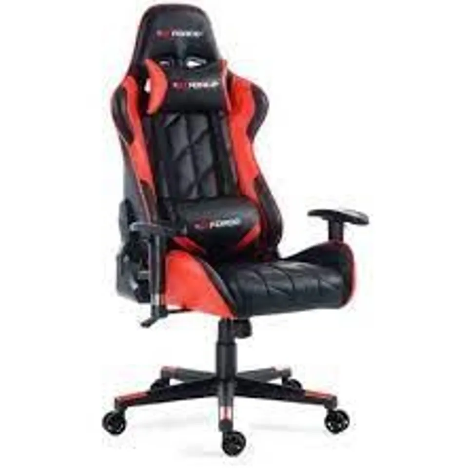 BOXED DESIGNER GT FORCE PRO GT LEATHER RACING SPORTS OFFICE CHAIR IN BLACK & RED